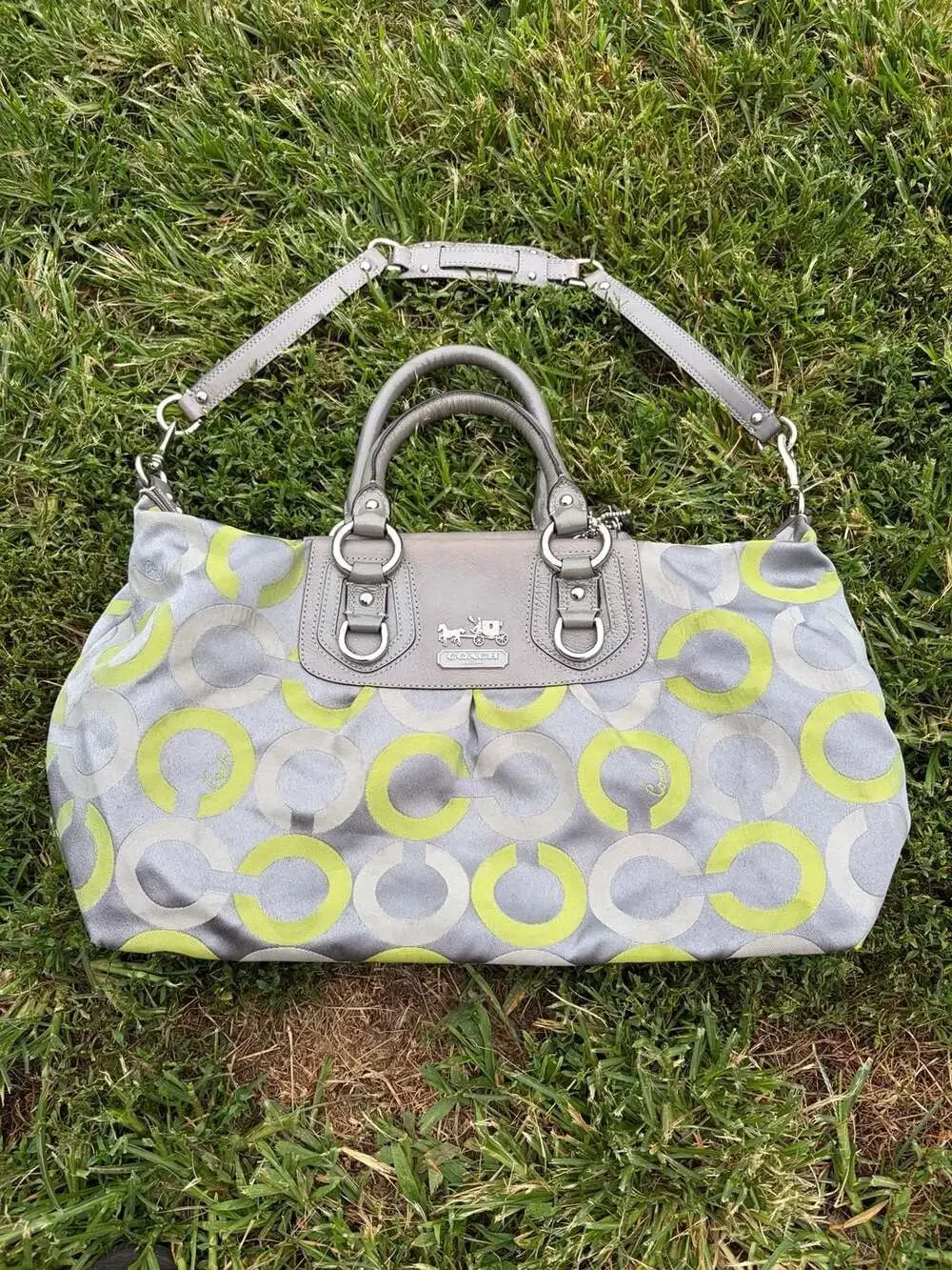 Coach Madison Op Art Signature Sateen Sabrina Satchel Handbag